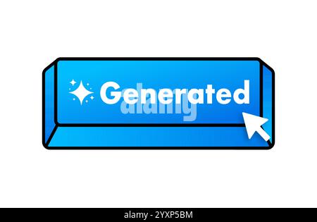 Mouse cursor clicking a blue generated button, symbolizing content creation Stock Vector