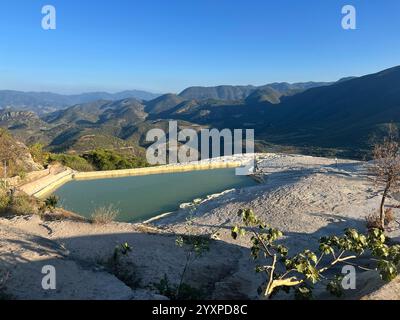 Scenery of Hierve el Agua, Oaxaca, Mexico Stock Photo