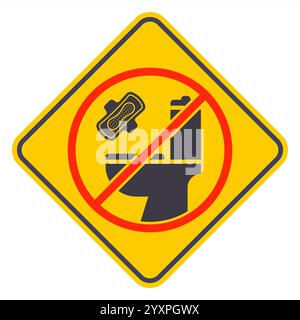 Do not flush sanitary pads down the toilet. Clogged drains. Stock Vector