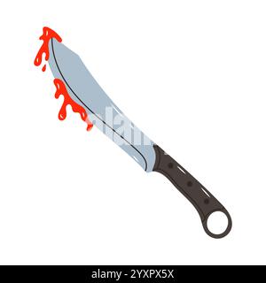 Bloody hunting cleaver in flat style Stock Vector