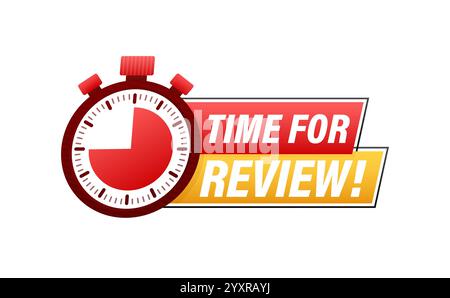 Stopwatch showing time for review on white background Stock Vector