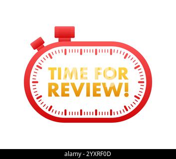 Stopwatch showing time for review on white background Stock Vector