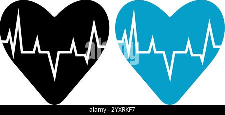 Illustration of a heart with a pulse, for use in medical graphic design Stock Vector