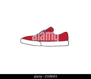 Vector hand drawn doodle sketch red colored skate sneaker shoe isolated on white background Stock Vector