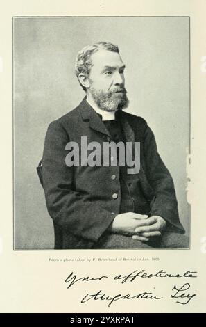 Journal of botany, British and foreign. London, Robert Hardwicke, 1863-1942, botany, Great Britain, periodicals, plants, A distinguished man with a neatly groomed beard and a thoughtful expression is dressed in a formal suit with a vest and a high collar. He sits upright, conveying an air of seriousness and intellect. Below the image, a handwritten note reads ''Yours affectionately, Augustin Ley, ' suggesting that this figure was a person of some significance. The overall presentation reflects a sense of history and formality, capturing the essence of a bygone era. Stock Photo