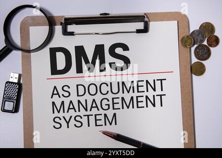 DMS - Document Management System is a system used to receive, track, manage and store documents and reduce paper, acronym concept background Stock Photo