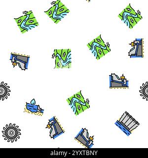 hydroelectric power plant energy seamless pattern vector Stock Vector ...