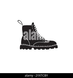 Vector hand drawn doodle sketch black boot isolated on white background Stock Vector