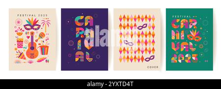 Set carnival flyers for festival 2025. Stock Vector