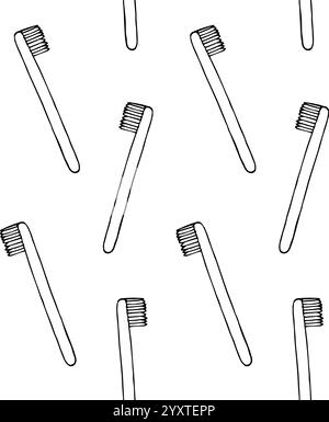 Vector seamless pattern of hand drawn doodle sketch eco friendly bamboo tooth brush isolated on white background Stock Vector