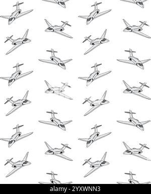 Vector seamless pattern of hand drawn doodle sketch colored airplane isolated on white background Stock Vector