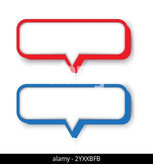 Speech bubbles design. Red and blue frames. Communication vector icon. Empty message symbols. Stock Vector