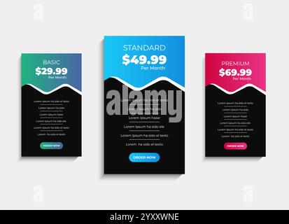 Modern Pricing comparison table template design Stock Vector