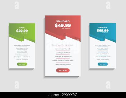 Modern Pricing comparison table template design Stock Vector