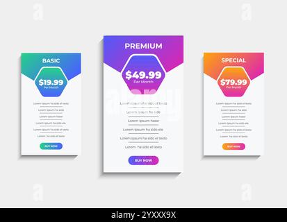 Modern Pricing comparison table template design Stock Vector