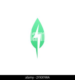 Thunder leaf Logo. Eco Energy Logo with leaf symbol. Stock Vector