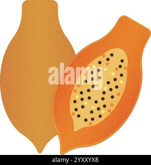 Vector fruit Papaya cartoon vector illustration isolated object Stock Vector