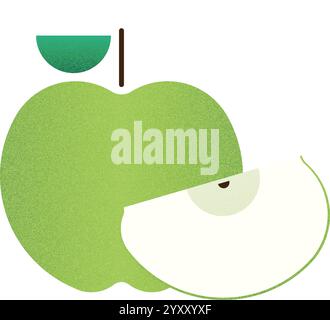 Vector fruit green apple cartoon vector illustration isolated object Stock Vector