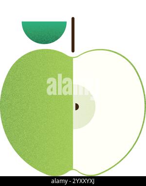Vector fruit helf green apple cartoon vector illustration isolated object Stock Vector