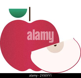 Vector fruit red apple cartoon vector illustration isolated object Stock Vector