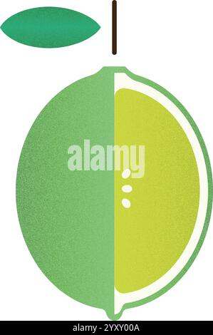 Vector fruit helf green lemon cartoon vector illustration isolated object Stock Vector