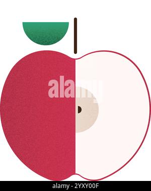 Vector fruit helf red apple cartoon vector illustration isolated object Stock Vector