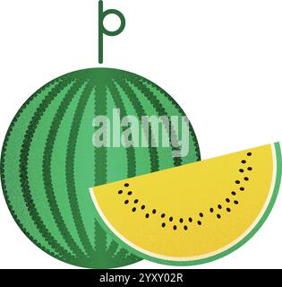 Vector fruit yellow watermelon cartoon vector illustration isolated object Stock Vector