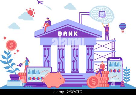 BaaS ( Banking as a Service ) vector illustration Stock Vector