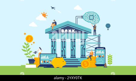 BaaS ( Banking as a Service ) vector banner illustration Stock Vector