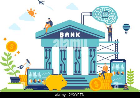 BaaS ( Banking as a Service ) vector illustration Stock Vector