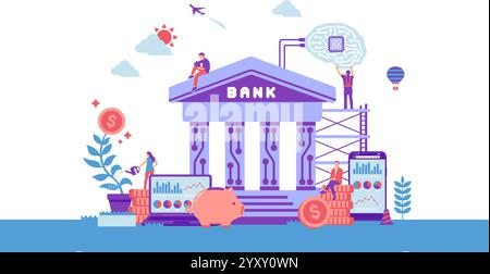 BaaS ( Banking as a Service ) vector banner illustration Stock Vector
