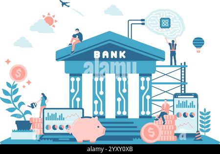 BaaS ( Banking as a Service ) vector illustration Stock Vector