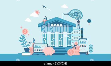 BaaS ( Banking as a Service ) vector banner illustration Stock Vector