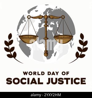 hand drawn world day of social justice illustration Stock Vector