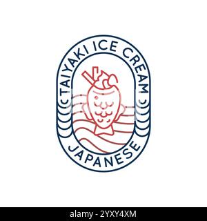 Simple Logo with Taiyaki ice cream icon Stock Vector