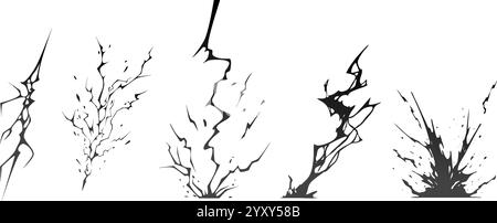 Lightning strike bolt silhouettes sequence vector illustration Stock ...