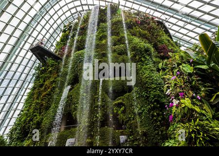 Indoor Waterfall, The Cloud Forest, Gardens by the Bay, Singapore, Photo: David Rowland / One-Image.com Stock Photo