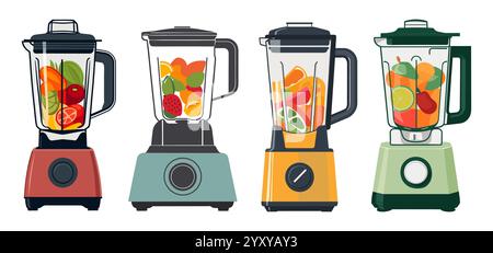 Cartoon kitchen blender appliance utensil on white Stock Vector