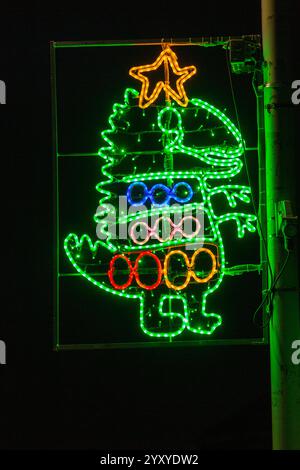 The Fife Town of Newburgh lights up Christmas with designs made by local schoolchildren Stock Photo