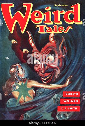 Cover of the pulp magazine Weird Tales (September 1953, volume 45, number 4). Cover art by Jon Arfstrom. Stock Photo