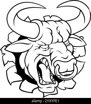 Bull Minotaur Longhorn Monster Cow Mascot Cartoon Stock Vector