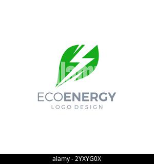 Eco Energy Logo Design. Thunder Leaf Icon Stock Vector