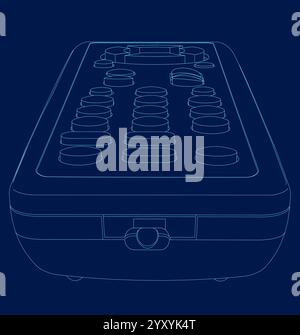 tv remote control blue contour. Vector illustration Stock Vector