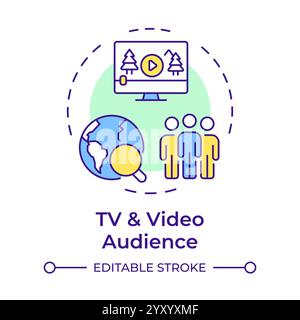 TV and video audience multi color concept icon Stock Vector