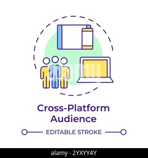 Cross platform audience multi color concept icon Stock Vector