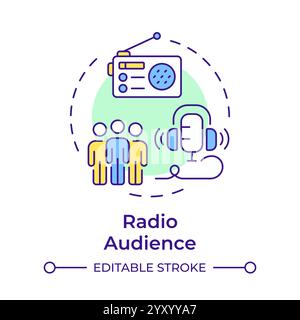 Radio audience multi color concept icon Stock Vector