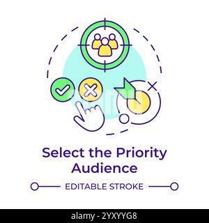 Select priority audience multi color concept icon Stock Vector