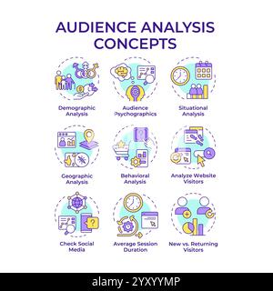 Audience analysis multi color concept icons Stock Vector