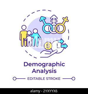 Demographic analysis multi color concept icon Stock Vector