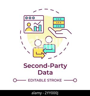 Second party data multi color concept icon Stock Vector